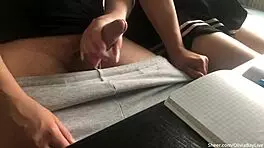 when teacher’s away, olivia bay flashes and grips a huge cock in class