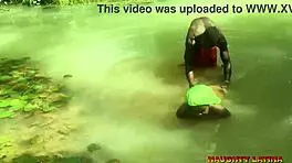 Ebony wife fucks pastor during water baptism ceremony.