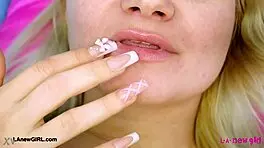 flawless blonde beauty shows sexy body in interview