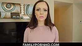 teen seduces stepdad with a steamy blowjob for quick cash