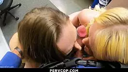 Mall Cop Catches Shoplifting Teens And Makes Them Blow Him Hard!