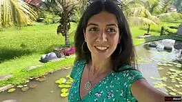 public cumwalk in cafe with sperm on face while eating pasta