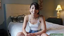 Cute Latina Babe Rubs Gently