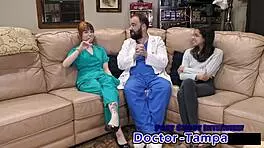 Dr. Tampa asks, 'Do they really care about you?' examining Ditria Rose's shaved pussy