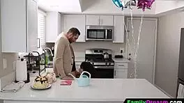 Step Daughter Blows Stepdad for Intense Family Orgasm.