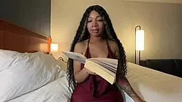 Petite black slut eva parker reads while roleplaying as exhibitionist wife