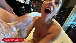 Big Tits Babe POV SOAKED TITTY FUCK & FOOT PLAY On Huge Cock