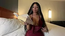 Petite black slut eva parker reads while roleplaying as exhibitionist wife
