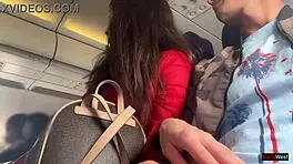 Risky jerking off on a crowded plane. Public dick flashing gets wild.