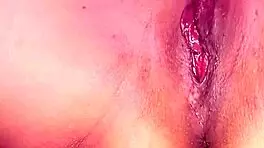 Homemade solo massage with close-up squirting