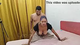 With the cock in her ass, she moans even louder