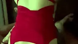 step sister loves breakfast with big cock in red lingerie