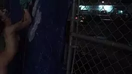 teen bends over for dildo domination in rough outdoor doggystyle bondage.