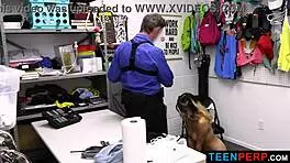 officer rusty nails blackmails petite 18+ latina for hardcore riding on monster cock in back office