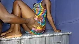 latina brunette gets quickie with neighbor's big cock in living room