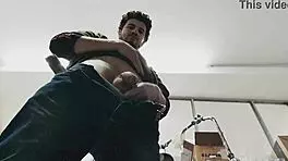 Watch me sneak around the shop to jerk off gigantic cumshot!