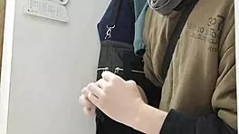 Watch me sneak around the shop to jerk off gigantic cumshot!