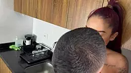 my best friend allison sweet bangs me in kitchen