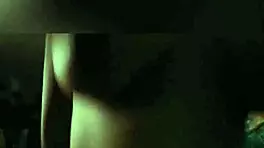 Big natural TITS RIDING cowgirl with MOANING while watching TV to avoid neighbors hearing single MOM FUCKING!