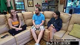 Mira Monroe fucked missionary backstage before sucking cock close-up