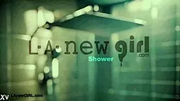 wow, amazing brunette model took a steamy shower, you gotta see this!