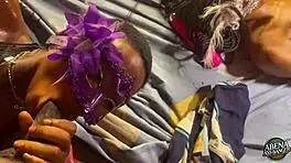 Two Slim Teens Play with Themselves and Each Other Before Foursome with Two Big Black Dicks