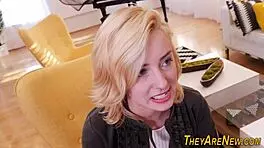 First-time teen blonde sucks huge cock in high-def POV scene