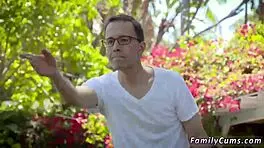 White and hardcore threesome with stepbro and boyplayfellow in taboo teen group