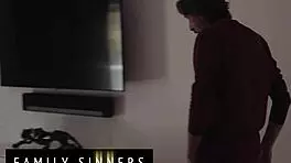 Beautiful Petite Brunette With Step Grandpa In Bed