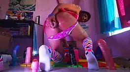 Flaquita Teen Enjoys Extreme Anal Sex with Gaping Toys and Monster Cock, Reaching Futanari Orgasm