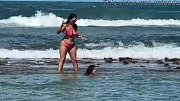 Two Hotties Enjoying The Beach At Enseada Dos Corais