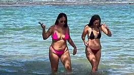 Two Hotties Enjoying The Beach At Enseada Dos Corais