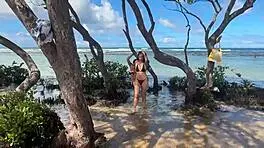 Two Hotties Enjoying The Beach At Enseada Dos Corais