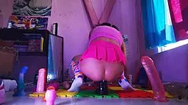 Flaquita Teen Enjoys Extreme Anal Sex with Gaping Toys and Monster Cock, Reaching Futanari Orgasm
