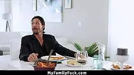 Hot Little Stepdaughter Sucking Stepdads Cock Under Table - Myfamilyfuck