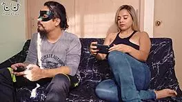 My Stepbro Push His Big Cock Into My Mouth While Playing Games