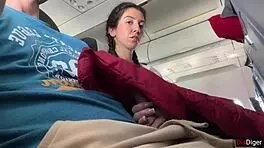 Public airplane dick flash gets me cumming in two minutes, huge cock exposed 😏