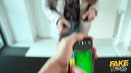 fake hostel madness! young 18+ backpacker drinks potion, tits grow huge for wild riding