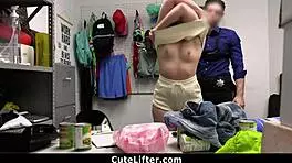 Hungry teen trades pussy for freedom with big cock security guard