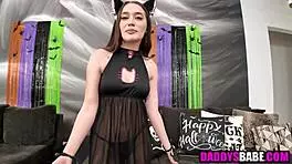 Step dad fucks daughter hard on Halloween!