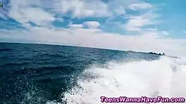 Sexy teen babes gangbanged hard by hot stud outdoors!