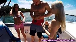 Sexy teen babes gangbanged hard by hot stud outdoors!