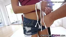 Bondage teen pussy pounded with monster cock in rough BDSM