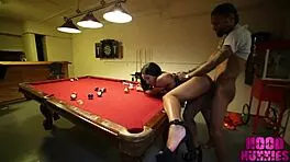 petite black teen moans in deepthroat pool table spreading