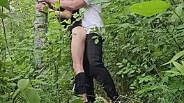 quick forest bang after a long student walk