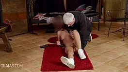 skinny brunette experiences kinky slaps in bdsm play.