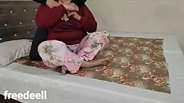 stepmom shares bed with stepson, talking dirty about big cock