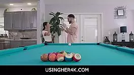 Usingher4k- teen free used on a pool table- freya von doom