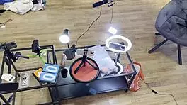 Man, two hot festival girls teasing a big dick guy for precum at the party!