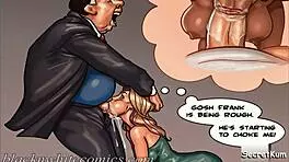 cheating husband brutally fucks his sexy ebony maid's pussy and ass in the kitchen